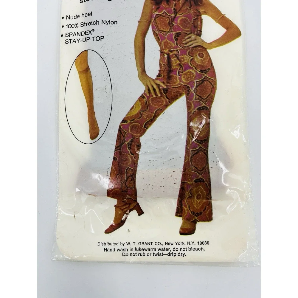 Vintage Grants Nylon Knee Hi High Size 9-11 Stockings Beige New